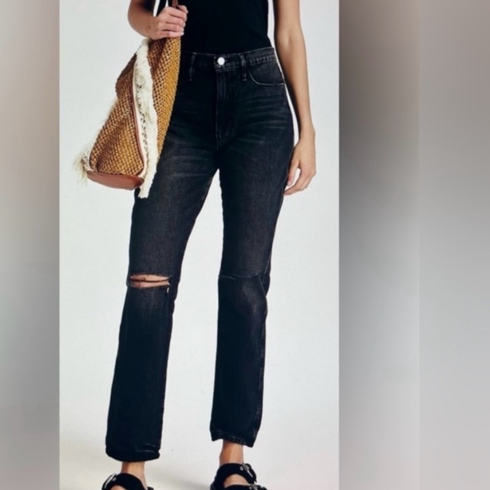 Frame Jeans Le Sylvie Slender Straight High Rise Wilkinson Rips